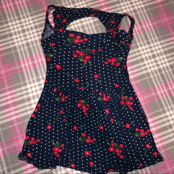 🍒 Kirra Navy Cherry Print Peplum Top - Picture 8 of 10